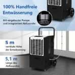 GOPLUS Luftentfeuchter 66 L/Tag mit Pumpe, Timer, Ablaufschlauch und Digitalanzeige, Weiß – Bild 5