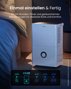 Pro Breeze Luftentfeuchter 30 L/Tag mit WLAN, App, 4 L Tank, Timer und Ablaufschlauch – Bild 7