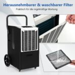 GOPLUS Luftentfeuchter 66 L/Tag mit Pumpe, Timer, Ablaufschlauch und Digitalanzeige, Weiß – Bild 8