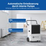 Moiswell Gewerbe-Luftentfeuchter bis 90 L/Tag mit Pumpe, mobil, für Keller, Baustellen und Gewerbe – Bild 3