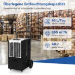 GOPLUS Luftentfeuchter 66 L/Tag mit Pumpe, Timer, Ablaufschlauch und Digitalanzeige, Weiß – Bild 2